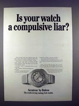 1971 Bulova Accutron Date and Day AO Watch Ad! - £14.78 GBP