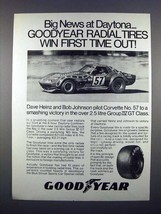 1972 Goodyear Tire Ad w/ Dave Heinz Corvette - Daytona - £14.45 GBP