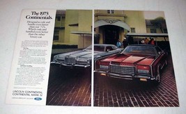 1973 2-page Lincoln Continental Mark IV, Town Car Ad! - £14.55 GBP