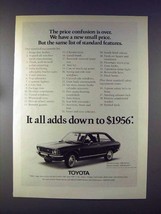 1972 Toyota Corolla 1200 Car Ad - It All Adds Down - $18.49