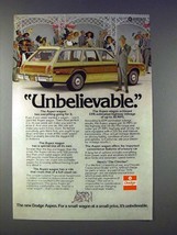 1976 Dodge Aspen Wagon Ad - Unbelievable! - £14.54 GBP