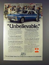 1976 Dodge Aspen Car Ad - Unbelievable! - £14.45 GBP