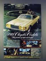 1978 Chrysler Cordoba Car Ad - Style and Taste - £14.54 GBP