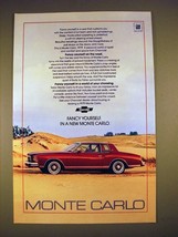 1979 Chevrolet Monte Carlo Car Ad - Fancy Yourself! - $18.49