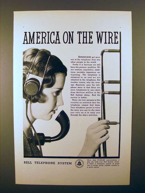 1934 Bell Telphone Ad - America on the Wire! - $18.49