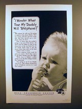 1939 Bell Telephone Ad - What Time Daddy Will Phone - £14.55 GBP