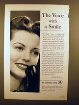 1940 Bell Telephone Ad - The Voice With a Smile! - $18.49