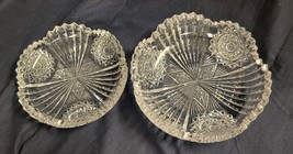 3pc Vtg Finely Cut Glass Nappy Hobstar Saw Tooth Rim American Brilliant Period - £26.90 GBP