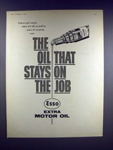 1959 Esso Extra Motor Oil Ad - The Oil That Stays on the Job - $18.49