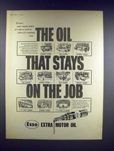 1959 Esso Extra Motor Oil Ad - Stays on the Job - £14.53 GBP
