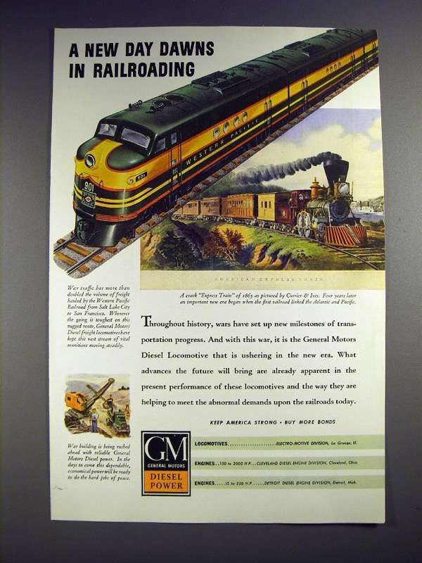 Primary image for 1944 GM Diesel Locomotive Ad - Western Pacific Railroad