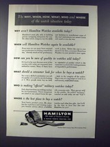 1945 Hamilton Watch Ad - Why When How What Who Where - £14.65 GBP