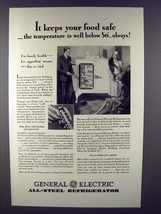 1929 General Electric All-Steel Refrigerator Ad - Keeps Food Safe - $18.49