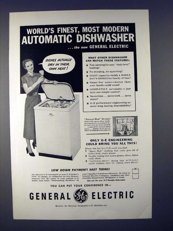 1950 General Electric Automatic Dishwasher Ad! - $18.49 1950 General Electric Automatic Dishwasher Ad! - $18.49