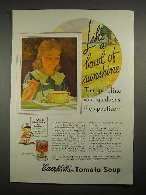 1935 Campbell's Tomato Soup Ad - Bowl of Sunshine - $18.49