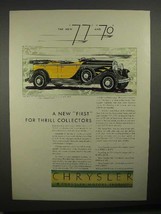 1929 Chrysler 77 Phaeton Car Ad - Thrill Collectors - £14.48 GBP