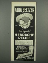 1953 Alka-Seltzer Ad w/ Speedy - Headache Relief - $18.49