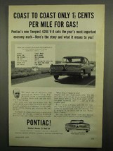 1959 Pontiac Tempest 420E V-8 Car Ad - Coast to Coast - $18.49