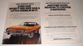 1974 AMC Matador Coupe Car Ad - Sporty Mid-Size - £14.54 GBP
