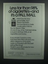 1976 Pall Mall Extra Mild Cigarette Ad - Less Tar - £14.77 GBP