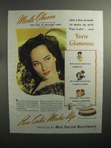 1944 Max Factor Pan-Cake Make-Up Ad, Merle Oberon - $18.49