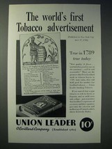 1935 Union Leader Tobacco Ad - First Advertisement - $18.49
