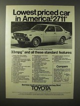 1975 Toyota Corolla 2-Door Sedan Car Ad - Lowest Price - £14.78 GBP