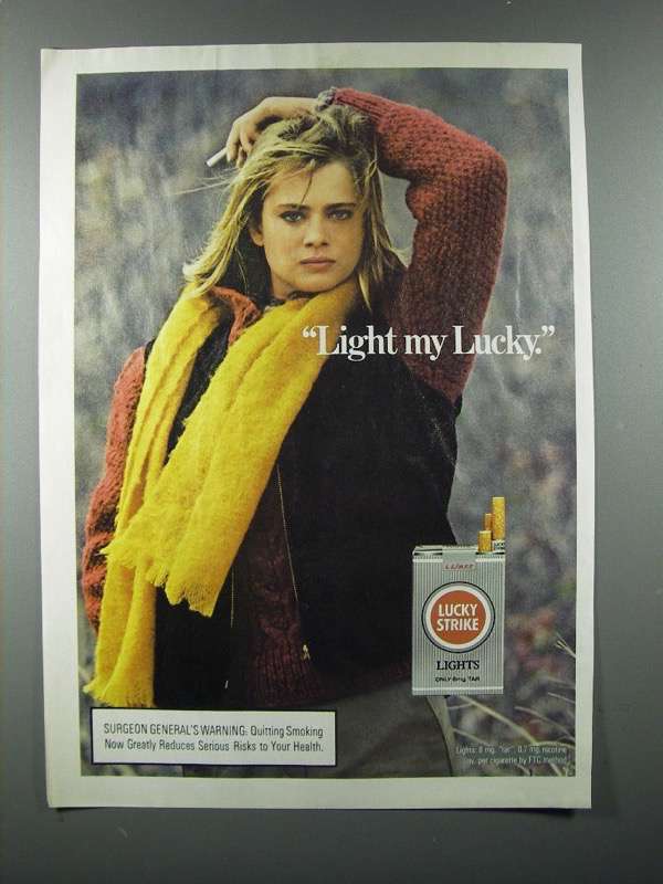 Primary image for 1985 Lucky Strike Lights Cigarette Ad - Light My Lucky