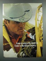 1971 Marlboro Cigarette Ad - Marlboro Man, Cowboy - Where the Flavor is - £14.61 GBP