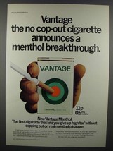 1971 Vantage Menthol Cigarette Ad - No Cop-Out - £14.55 GBP