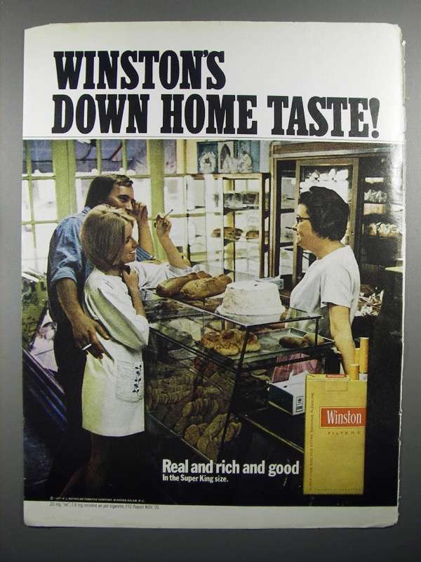 Primary image for 1971 Winston Cigarette Ad - Down Home Taste