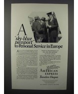 1928 American Express Travelers Cheques Ad - Service - £14.78 GBP