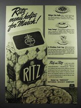 1941 Nabisco Ritz Crakers Ad - Menu Helps for March - £14.48 GBP