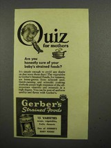 1941 Gerber&#39;s Baby Food Ad - Strained Foods? - £14.78 GBP