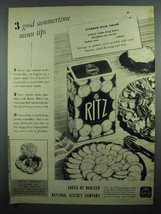 1942 Nabisco Ritz Crackers Ad - 3 Good Menu Tips - £14.48 GBP