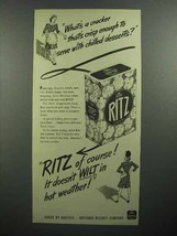 1943 Nabisco Ritz Crackers Ad - That&#39;s Crisp Enough - $18.49