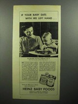 1945 Heinz Baby Food Ad - Eats With His Left Hand - £14.46 GBP
