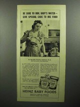 1945 Heinz Baby Food Ad - Boil Baby&#39;s Water - £14.46 GBP