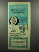 1950 Heinz Strained Foods Baby Food Ad - Mothers - $18.49