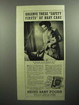 1946 Heinz Baby Food Ad - Observe These Safety Firsts - £14.72 GBP