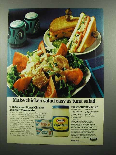 1974 Swanson Boned Chicken & Kraft Mayonnaise Ad - $18.49