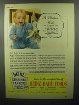 1948 Heinz Strained Carrots Baby Food Ad - $18.49