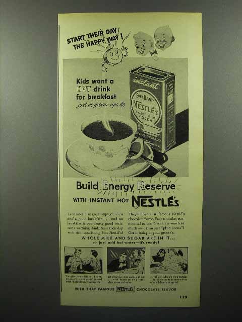 1950 Nestle Sweet Milk Cocoa Ad - The Happy Way! - $18.49