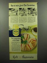 1951 Kraft Mayonnaise Ad - Grand Club Sandwiches - £14.48 GBP