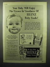 1952 Heinz Baby Food Ad - Grown-in Goodness - $18.49