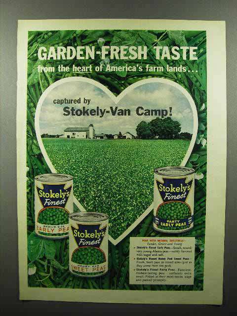1957 Stokely's Peas Ad - Garden-Fresh Taste - £14.50 GBP