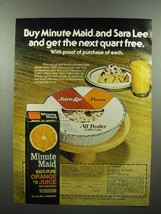 1980 Minute Maid Orange Juice, Sara Lee Cake Ad - $18.49