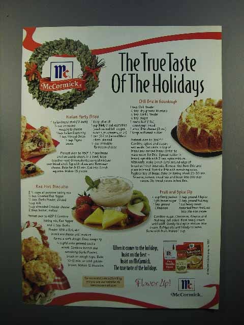 1997 McCormick Spices Ad - True Taste of the Holidays - $18.49