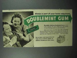 1940 Wrigley&#39;s Doublemint Gum Ad - Home Enjoyment - £14.73 GBP