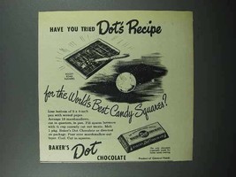 1947 Baker&#39;s Dot Chocolate Ad - Rocky Road Squares - £14.76 GBP